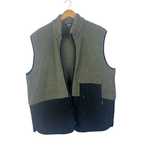 ONLY & Sons Men's Black Grey Colorblock Onsmilton Mix Sherpa Full Zip Vest US XL - Picture 5 of 12